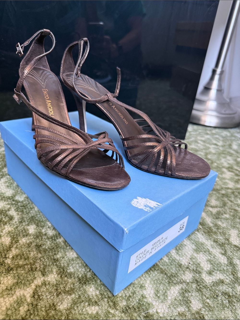 Enzo Angiolini Bronze Strappy Stiletto Sandals